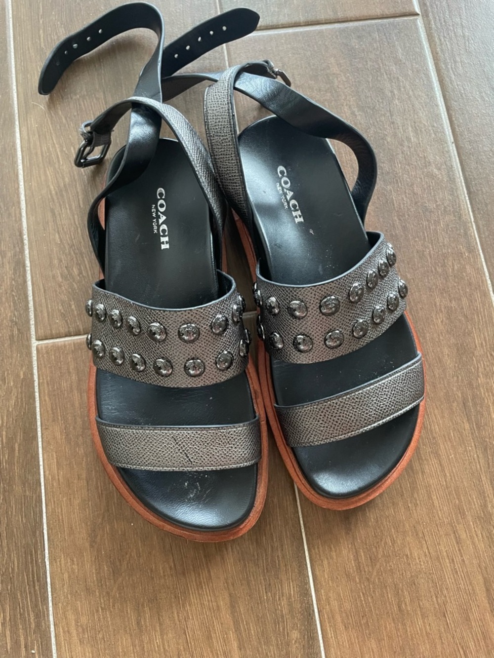 COACH Dannie Studded Gladiator Sandals - Metallic Grey - Picture 5 of 6